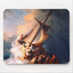 Stormen på havet vid Galilee Painting Rembrandt Musmatta