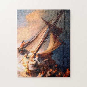 Stormen på havet vid Galilee Painting Rembrandt Pussel