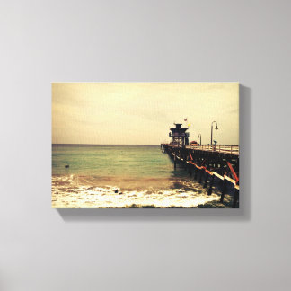 Stormen San Clemente pier-canvas-surfa Canvastryck