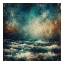 Stormig blå ocean gammal fotografi