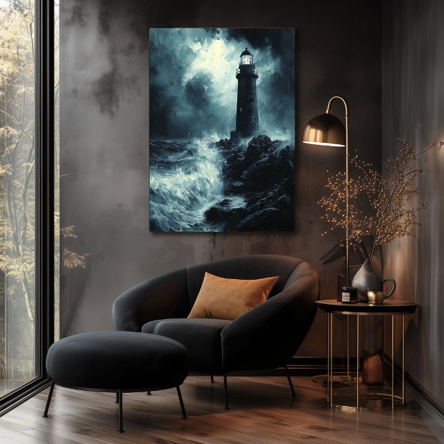 Stormig fyr på natten - Kolkonst Poster (Skapare uppladdad)