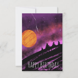 Stormig himmel illustration lila Födelsedag Kort