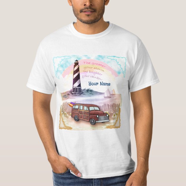 Stormig Regnbågsfyren   T Shirt (Framsida)