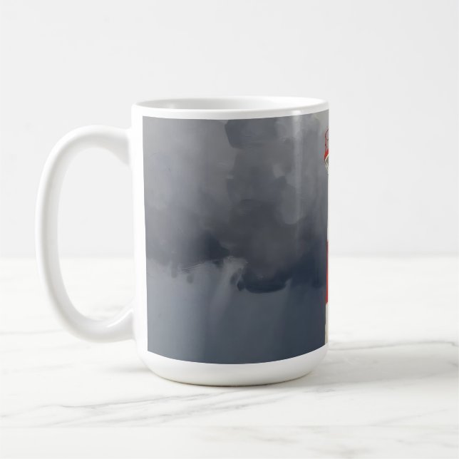 Stormig röd fyr kust  kaffemugg (Vänster)