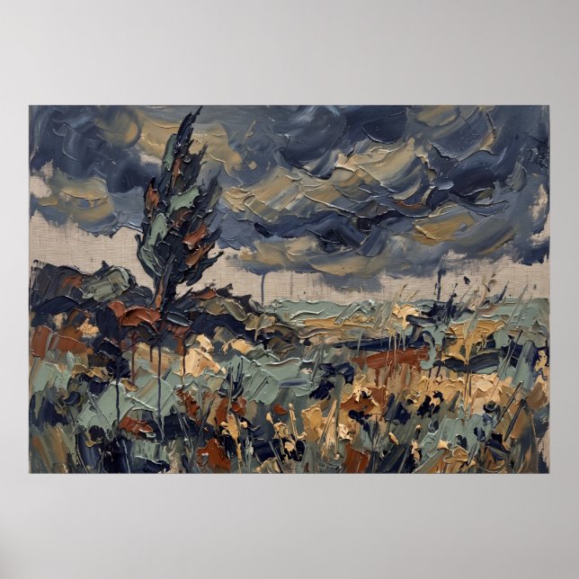 Stormig vildblomslandskapaffisch poster (Framsidan)