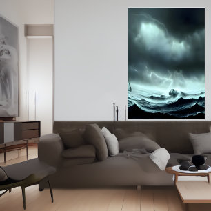 Stormiga havet   AI Art Poster