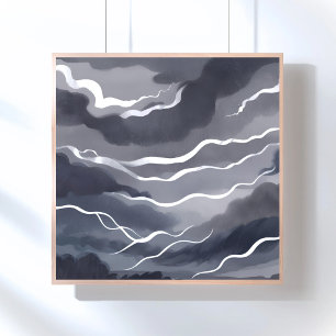 Stormiga himlar   Mörkt akvarell Poster