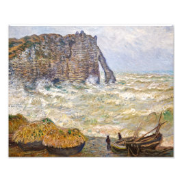 Stormigt hav i Étretat | Monet | Fototryck