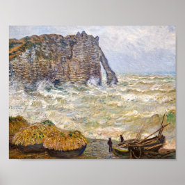 Stormigt hav i Étretat | Monet | Poster