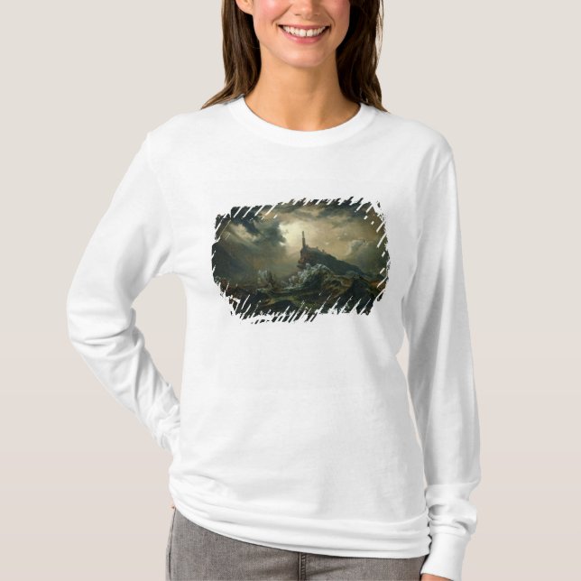 Stormigt hav med fyren tee (Framsida)