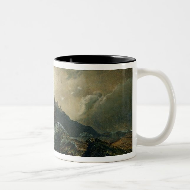 Stormigt hav med fyren Två-Tonad mugg (Höger)