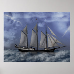 Stormigt hav - piratfraktkonstverk poster