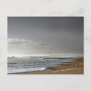 Storming Sea, Distant Pier Vykort