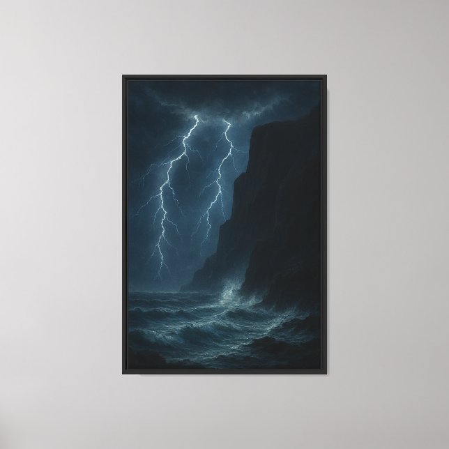 Stormlit Ocean Cliffs Canvastryck (Framsida)