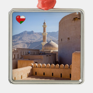Stormoskén och minaret i Nizwa - Oman Julgransprydnad Metall