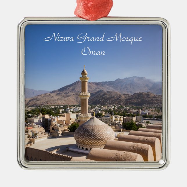 Stormoskén och minaret i Nizwa - Oman Julgransprydnad Metall (Framsidan)