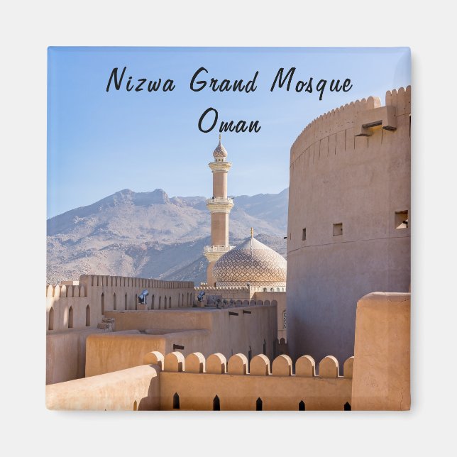 Stormoskén och minareten i Nizwa-Oman Magnet (Framsidan)