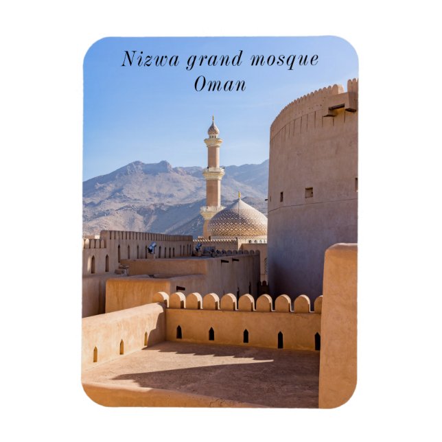 Stormoskén och minareten i Nizwa-Oman Magnet (Vertikal)