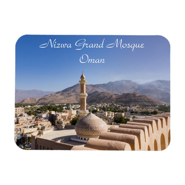 Stormoskén och minareten i Nizwa-Oman Magnet (Horisontell)