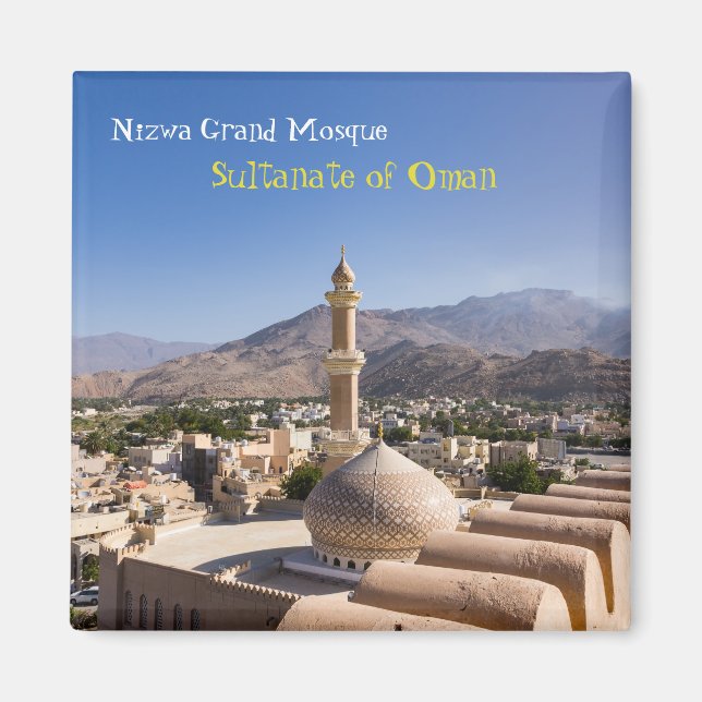 Stormoskén och minareten i Nizwa-Oman Magnet (Framsidan)