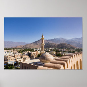 Stormoskén och minareten i Nizwa-Oman Poster
