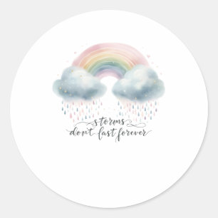 Storms Last Forever - Watercolor Rainbow Clo Runt Klistermärke