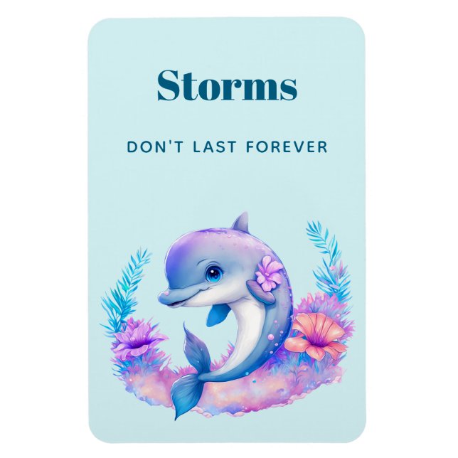 Storms säger inte senast med en cute-delfin magnet (Vertikal)