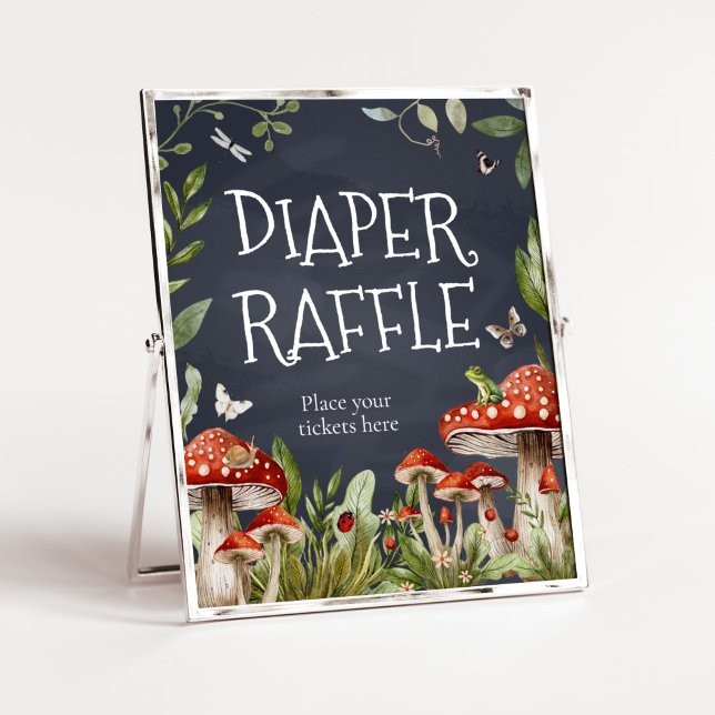Stormsvampen Raffle Poster (Rustic Mushroom Baby Shower Diaper Raffle Sign)
