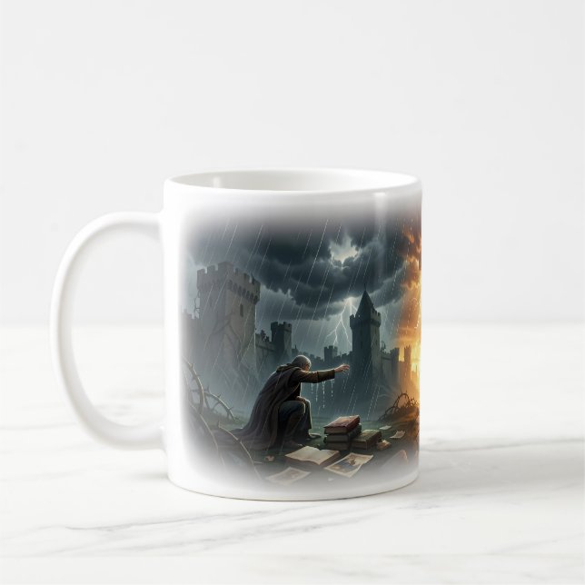 Stormupplyst Kungarike av Uppstigande Mod Konst Mu Kaffemugg (Vänster)