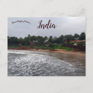 Stormy Beach i Goa India Vykort