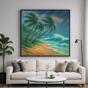 Stormy Beach - Pastel Painting Stil Ligcape Art Poster