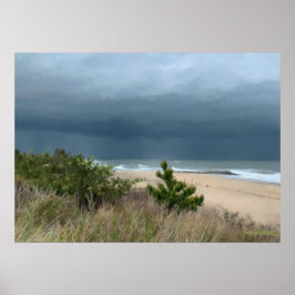 Stormy Beach-scen Poster