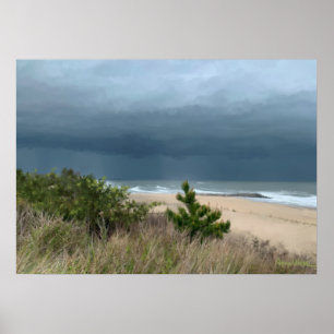 Stormy Beach-scen Poster