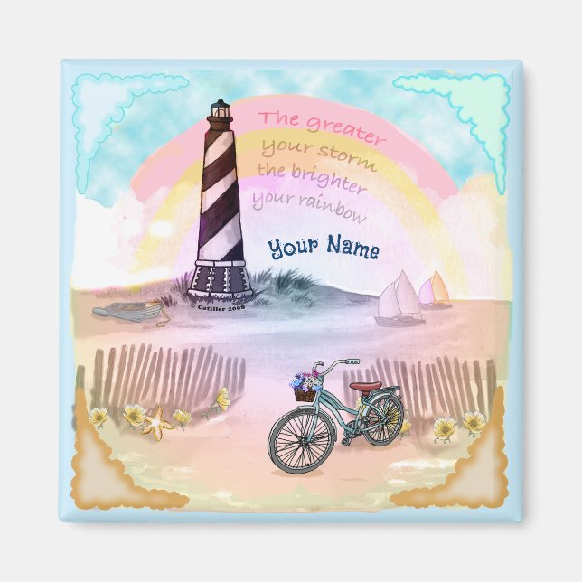 Stormy Bike Lighthouse Magnet (Framsidan)