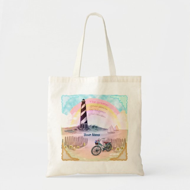 Stormy Bike Lighthouse-totebag Tygkasse (Framsidan)