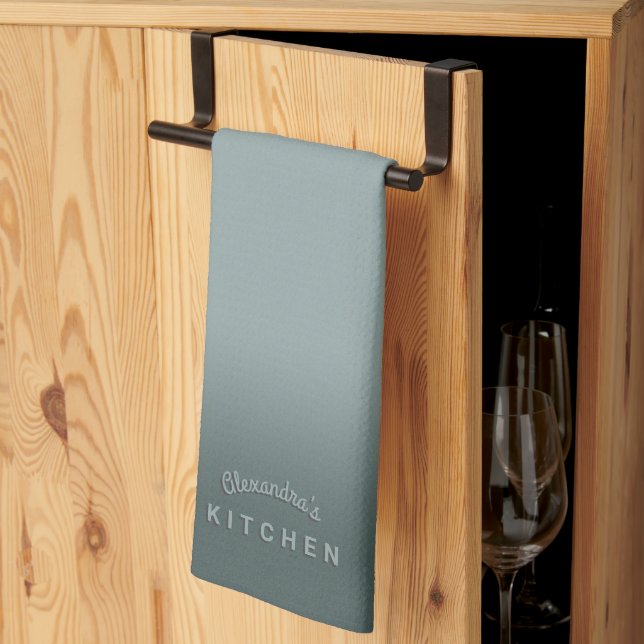 Stormy Blue Grått Ombre Kökshandduk (Thirds Fold)