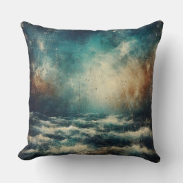 Stormy Blue Ocean Old Photograph Kudde