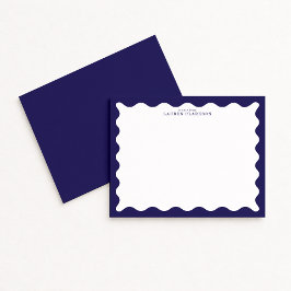 Stormy Blue Wavy Frame Note Card Inbjudningar