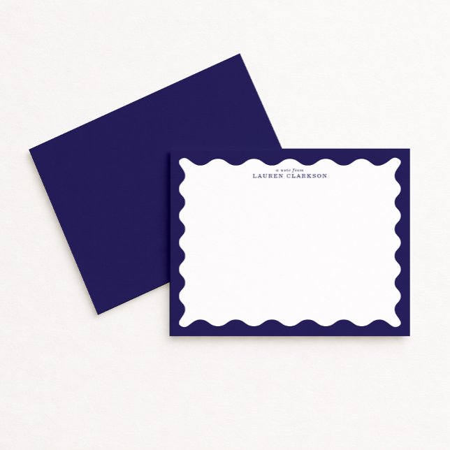 Stormy Blue Wavy Frame Note Card Inbjudningar (Skapare uppladdad)