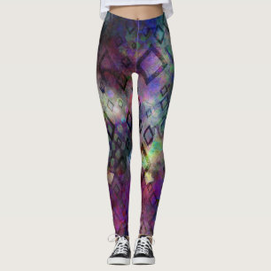 Stormy colorful water color abstrakt med diamanter leggings