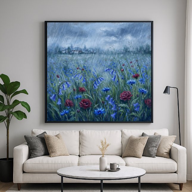 Stormy Flower Field - Pastel Painting Style Art Poster (Skapare uppladdad)