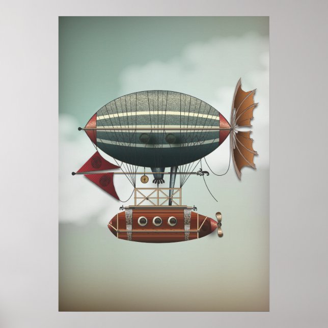 Stormy Himlar Airship Aleutian | Steampunk Travel Poster (Framsidan)