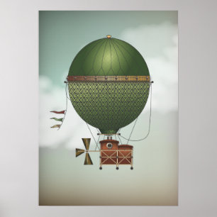 Stormy Himlar Airship Citronnier   Steampunk Trave Poster