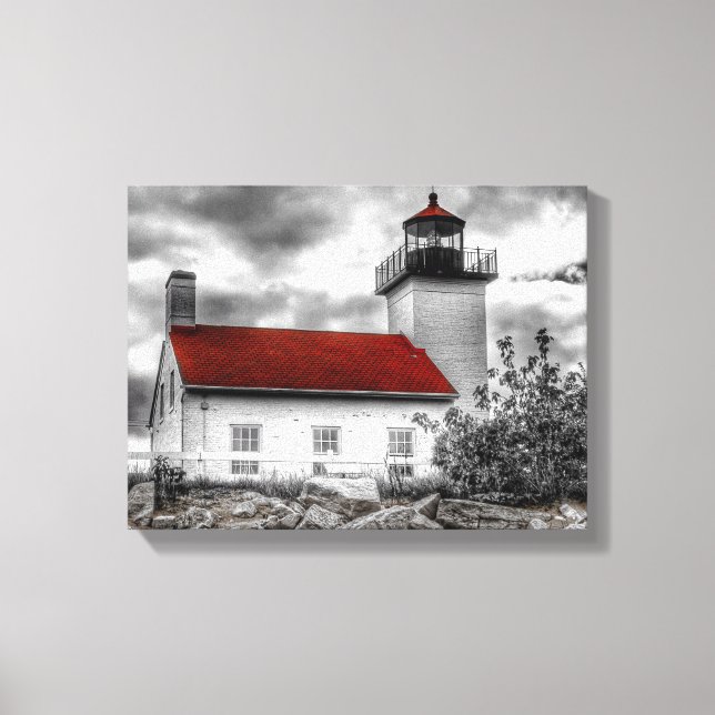 Stormy Himlar - Michigan Lighthouse Kanvastryck (Framsida)