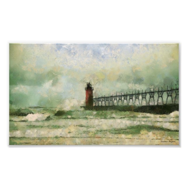 Stormy Lighthouse Photographic Print Fototryck (Framsidan)
