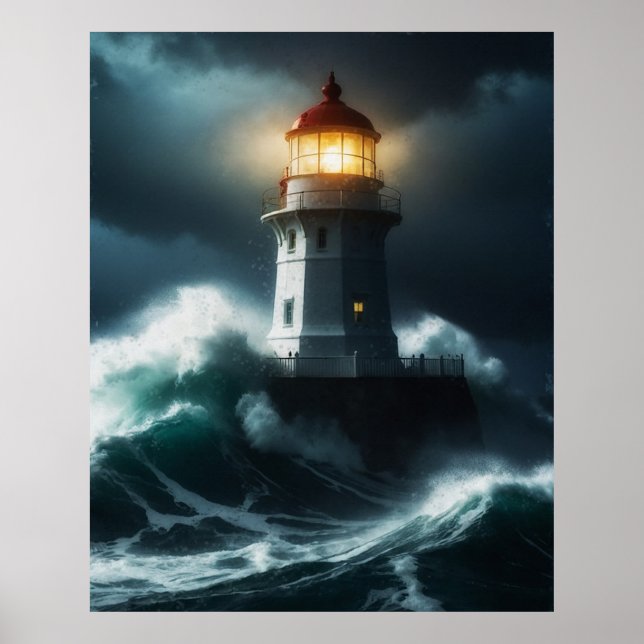 Stormy Lighthouse Scene Poster (Framsidan)