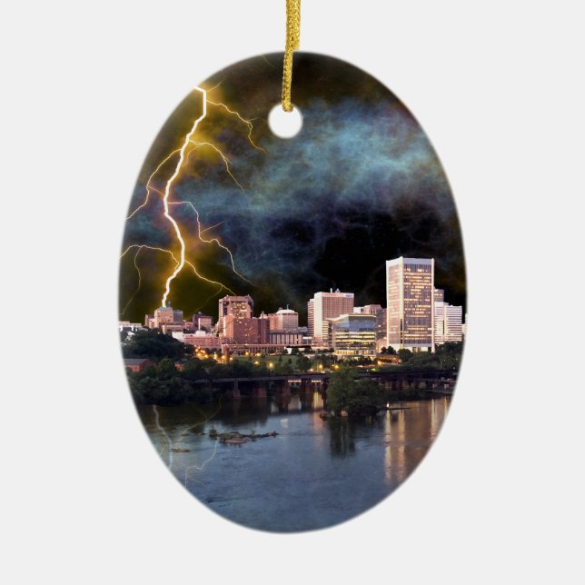 Stormy Richmond Skyline Ceramic Ornament (Framsidan)
