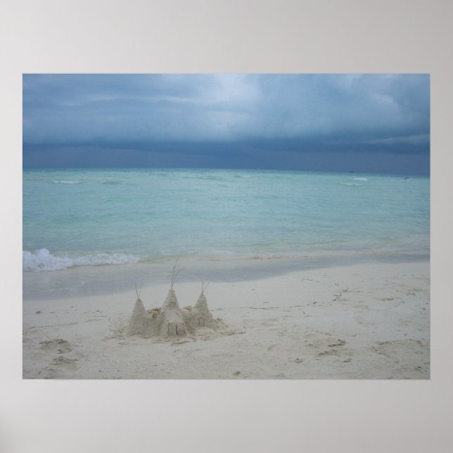 Stormy Sandcastle Beach Ligcape Photo Poster (Framsidan)