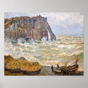 Stormy Sea in É tretat Monet Poster