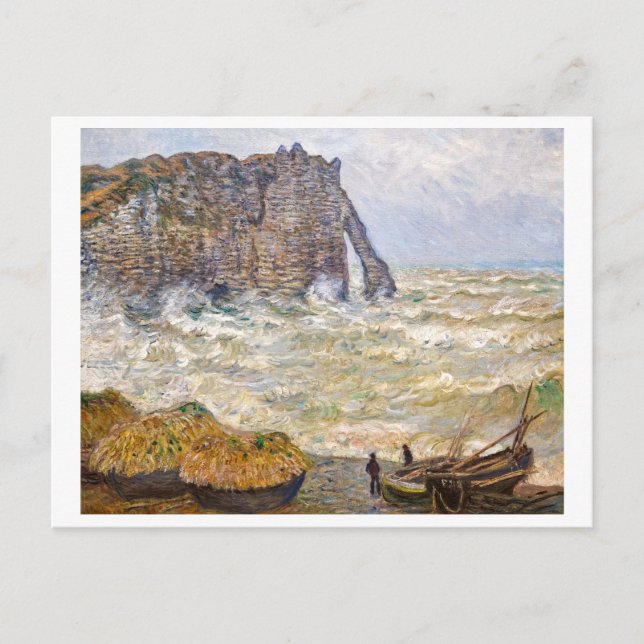 Stormy Sea in É tretat | Monet | Vykort (Framsida)